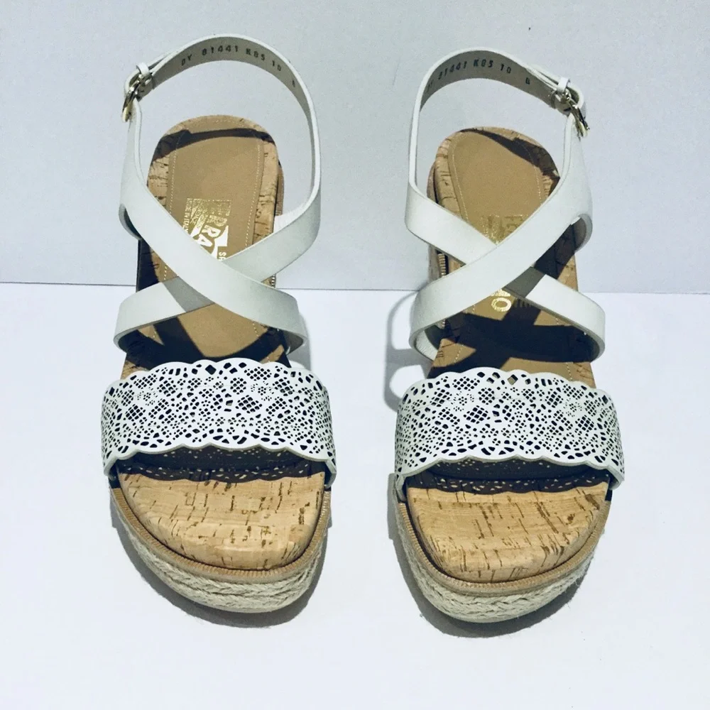 FERRAGAMO BISCOTTI WEDGE SANDAL.